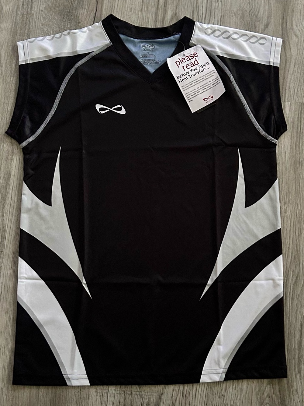 NFINITY Black and White Sleeveless Athletic Jersey